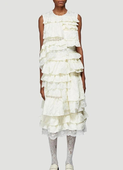 Shop Moncler Genius Moncler X Simone Rocha Tiered Ruffled Dress In White