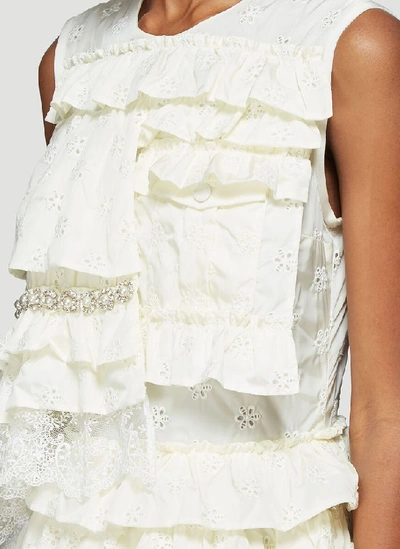 Shop Moncler Genius Moncler X Simone Rocha Tiered Ruffled Dress In White