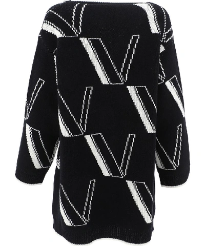 Shop Valentino Monogram Motif Cardigan In Black