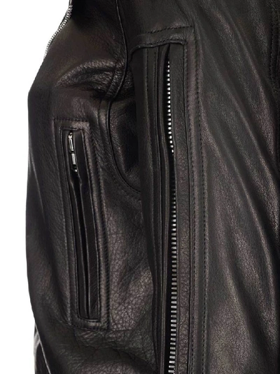 Shop Rick Owens Cropped Biker Leather Jacket In Black