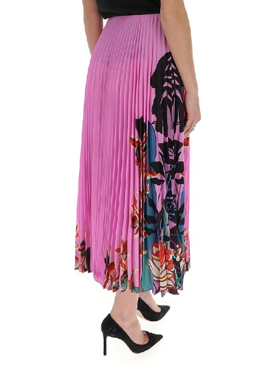 Shop Valentino Printed Pleated Midi Skirt In Multi