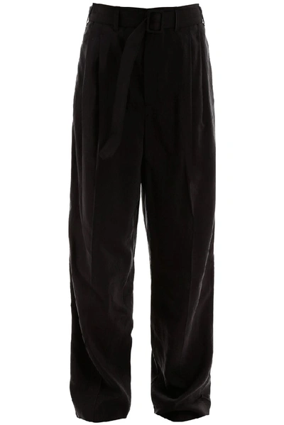 Shop Lemaire High Waist Pants In Black