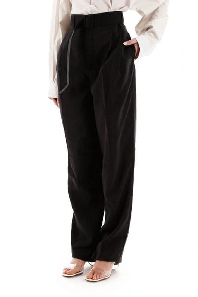 Shop Lemaire High Waist Pants In Black