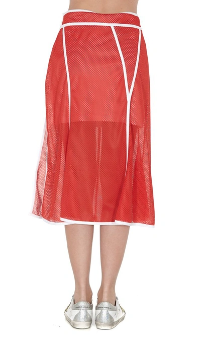 Shop Palm Angels Mesh Midi Skirt In Red