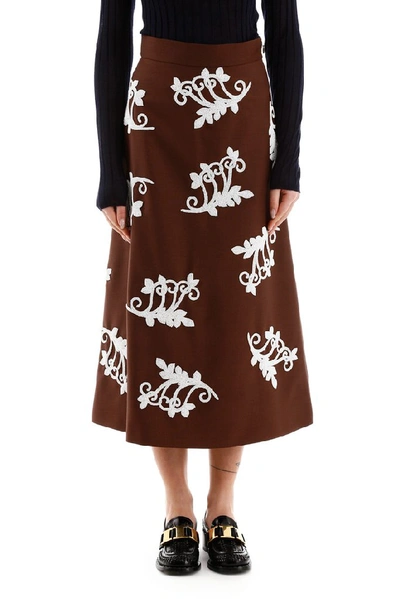 Shop Prada Printed Midi Skirt In Multi