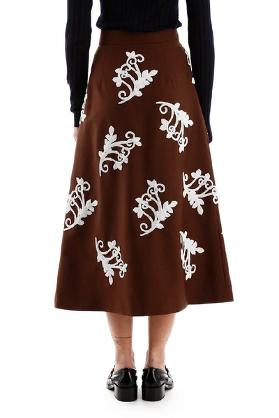 Shop Prada Printed Midi Skirt In Multi