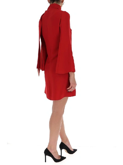 Shop Valentino Scarf Detail Shift Dress In Red
