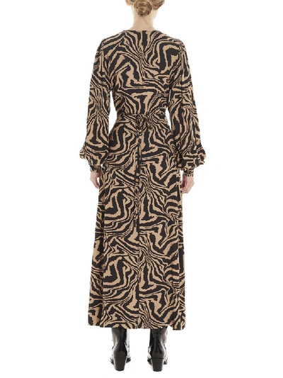 Shop Ganni Tiger Swirl Print Wrap Maxi Dress In Brown