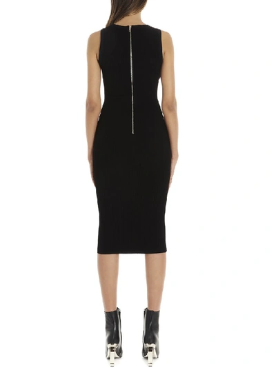 Shop Balmain Knitted Midi Dress In Black
