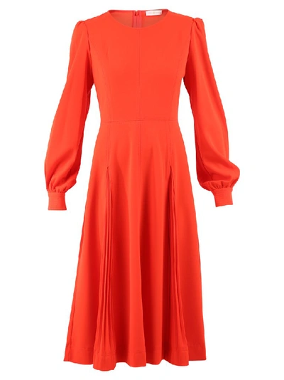 Shop Tory Burch Long Sleeved Dress In Red