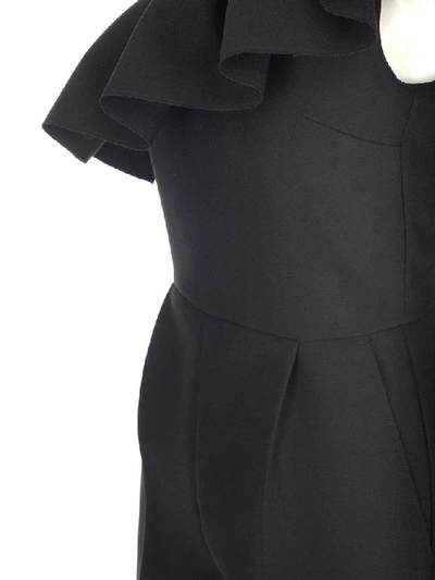 Shop Msgm Ruffled One Shoulder Jumpsuit In Black