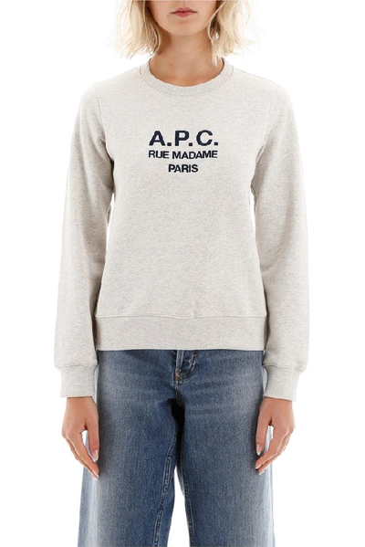 Shop A.p.c. Logo Embroidered Sweatshirt In Grey