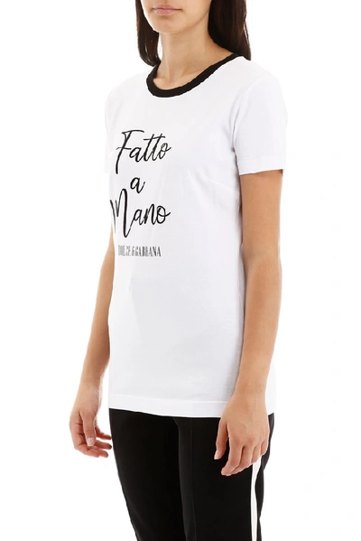Shop Dolce & Gabbana Fatto A Mano Logo Print T In White