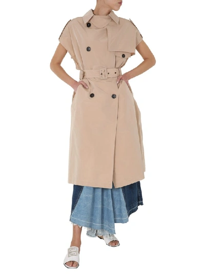 Shop Givenchy Sleeveless Trench Coat In Beige