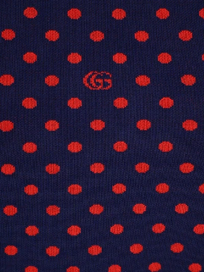 Shop Gucci Polka Dot Knitted Top In Blue
