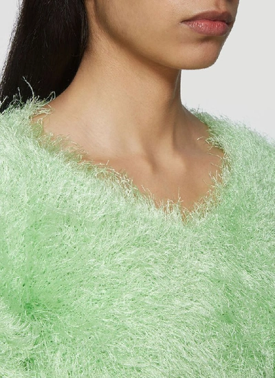 Shop Marine Serre Textured Cropped Sweater In Green