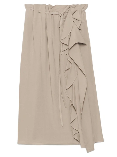 Shop Lemaire Ruffled Skirt In Beige