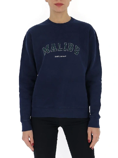 Shop Saint Laurent Malibu Print Sweatshirt In Blue