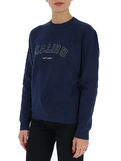 Shop Saint Laurent Malibu Print Sweatshirt In Blue