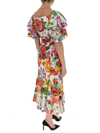 Shop Dolce & Gabbana Floral Midi Dress In Multi