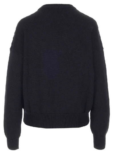 Shop Loewe Embroidered Logo Knitted Sweater In Black
