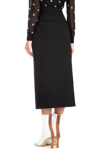 Shop Fendi Straight Midi Pencil Skirt In Black