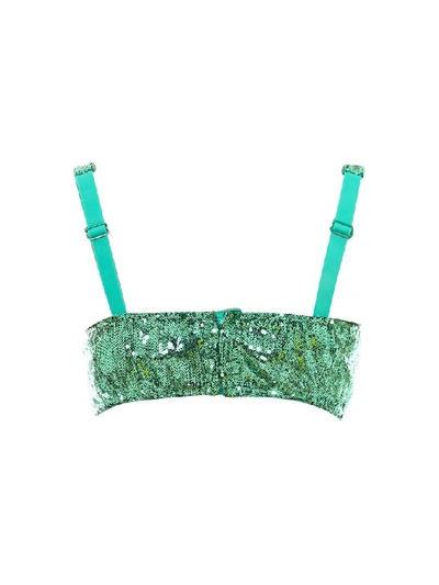 Shop Dolce & Gabbana Sequins Bra In Green