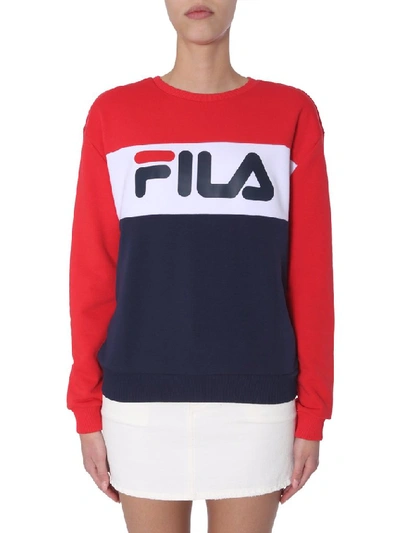 Shop Fila Leah Logo Print Colour Block Crewneck Sweatshirt In Multi