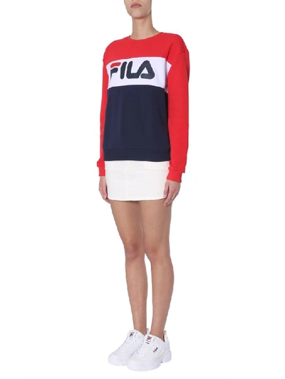 Shop Fila Leah Logo Print Colour Block Crewneck Sweatshirt In Multi