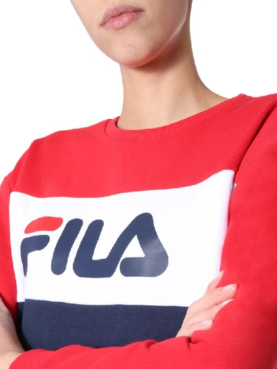Shop Fila Leah Logo Print Colour Block Crewneck Sweatshirt In Multi