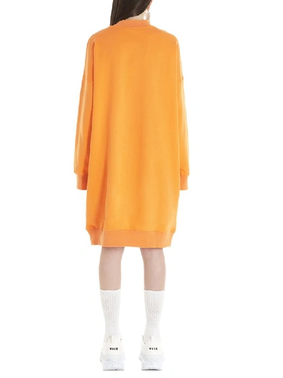 Shop Msgm Logo Jumper Dress In Orange