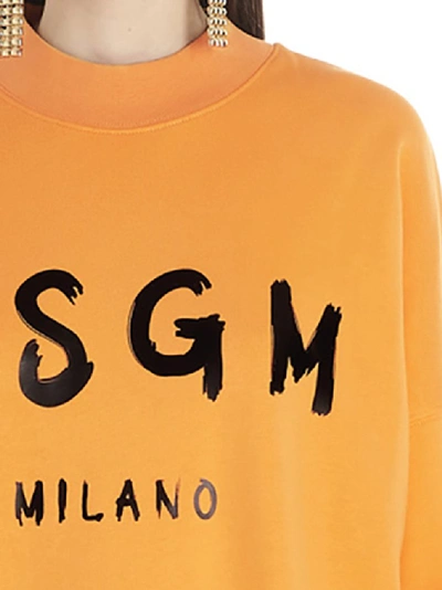 Shop Msgm Logo Jumper Dress In Orange