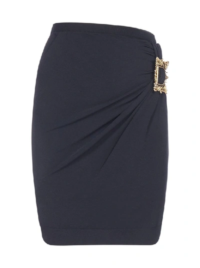 Shop Moschino Buckled Mini Skirt In Black