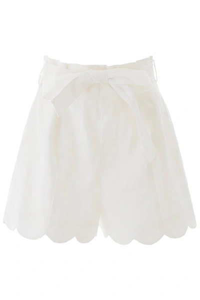 Shop Zimmermann Scalloped Shorts In White