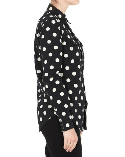 Shop Saint Laurent Polka Dot Shirt In Black