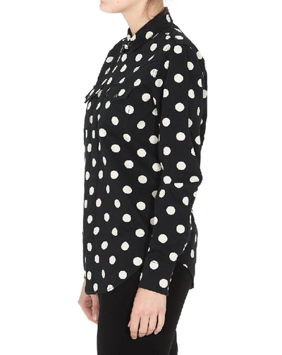 Shop Saint Laurent Polka Dot Shirt In Black