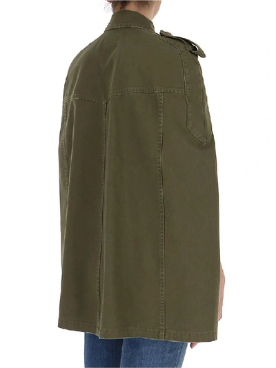 Shop Saint Laurent Military Cape Jacket In Green