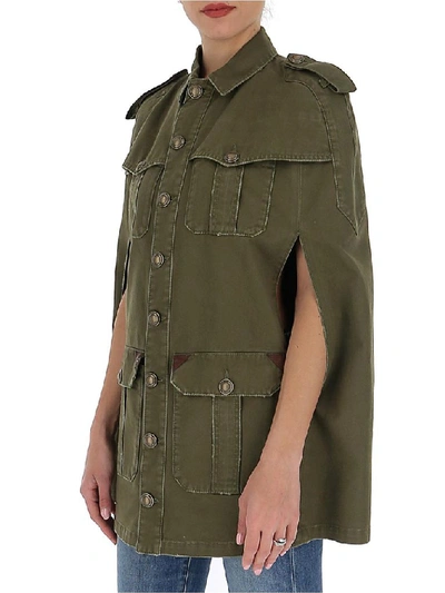 Shop Saint Laurent Military Cape Jacket In Green