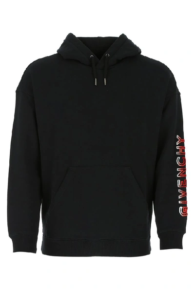 Shop Givenchy Faded Logo Hoodie In Black
