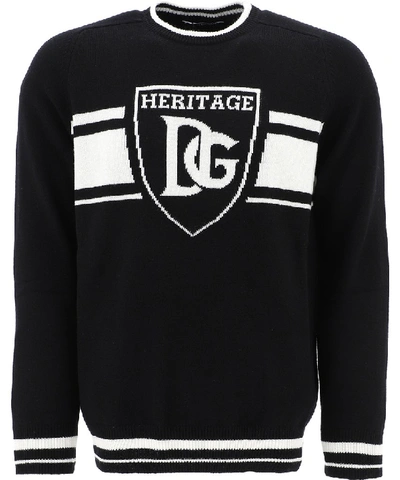 Shop Dolce & Gabbana Monogram Intarsia Sweater In Black