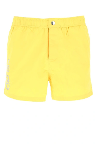 Shop Kenzo Logo Swim Shorts In Yellow