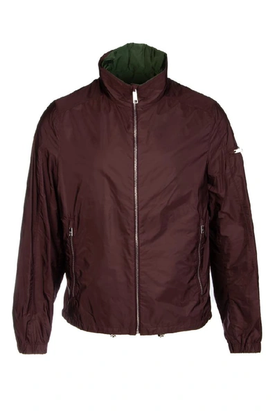 Shop Prada Reversible Zipped Windbreaker Jacket In Red