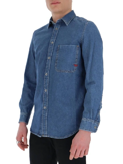 Shop Diesel Buttoned Denim Shirt In Blue