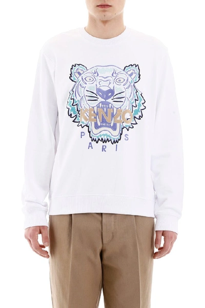 Shop Kenzo Tiger Logo Sweatshirt In White