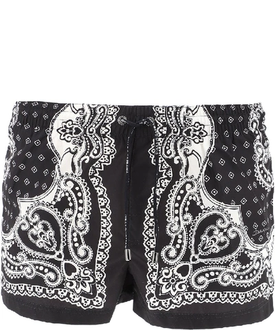 Shop Dolce & Gabbana Bandana Printed Swim Shorts In Black