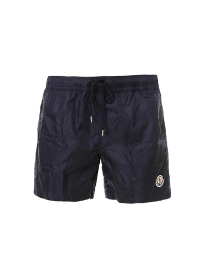 Moncler Logo Patch Swim Shorts In Blue | ModeSens