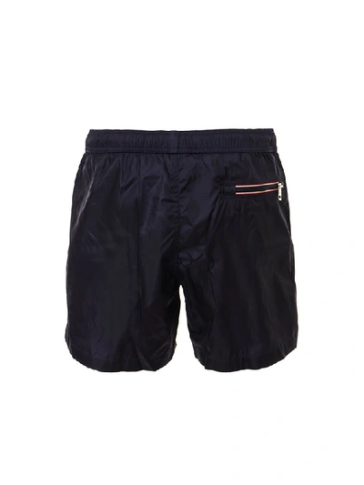 Shop Moncler Logo Patch Swim Shorts In Navy