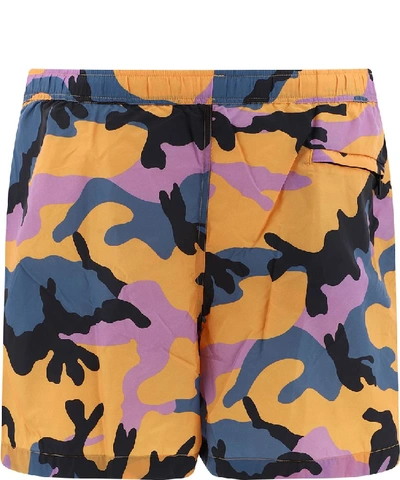 Shop Valentino Camouflage Print Swim Shorts In Multi