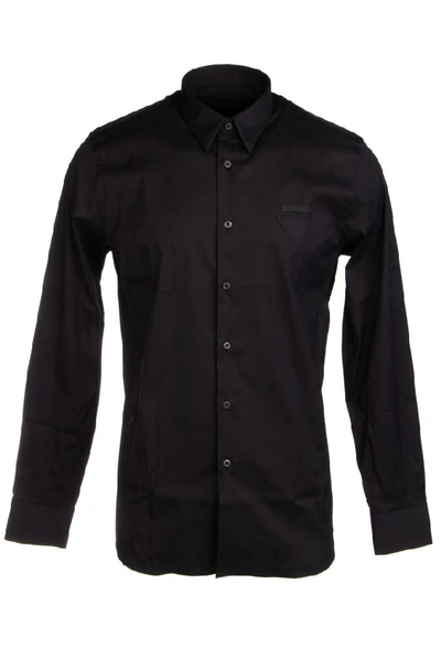 Shop Prada Logo Patch Shirt In Black