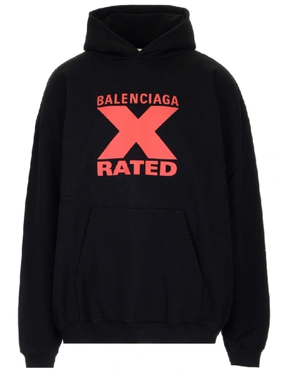 Shop Balenciaga Printed Hoodie In Black